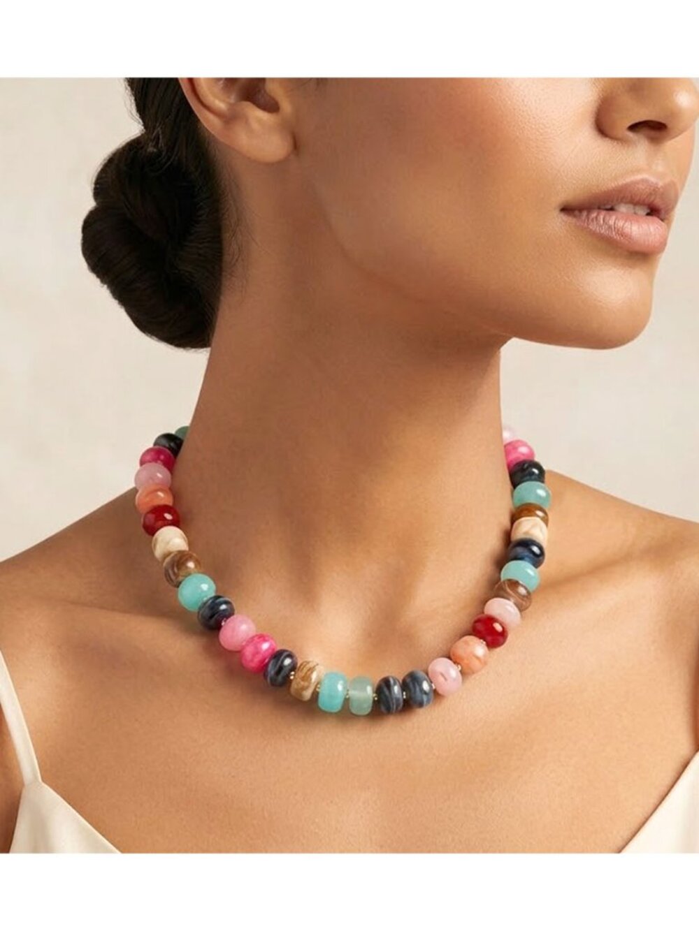 Tigerstars Chunky Colorful Beaded Statement Necklace